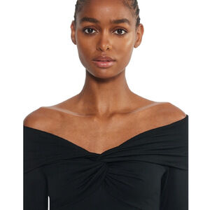 Aritzia Contour Twist Off-shoulder Long Sleeve Top Black Small (fits XS) NWOT